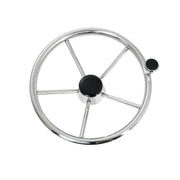 13" Stainless Steel Steering Wheel FG w/knob and black cap