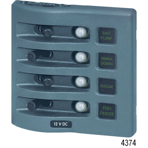 Blue Sea Systems WeatherDeck Waterproof 4-Position Circuit Breaker Panel – 4374