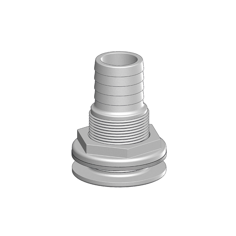 Thru-hull with Hose Barb 1.25" x 1.25" (31.8mm x 31.8mm) BSP, White