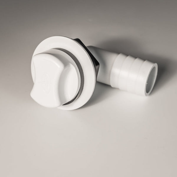 Cooler Drain, 1", Short Body, 90 Deg, w/ Plug