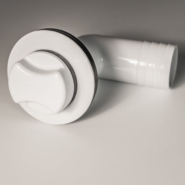 Fish Box Drain, 1-1/2", 90 Degree, With Drain Plug