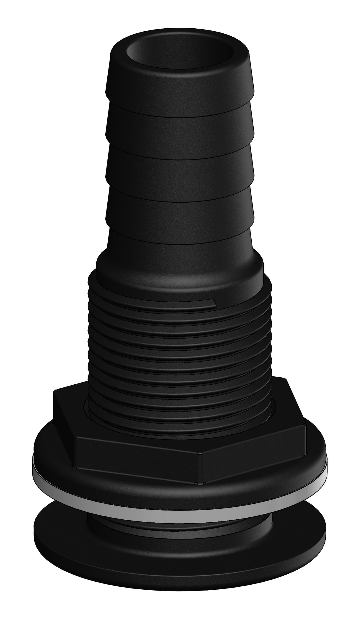 Thru-hull with Hose Barb 1" x 1" (25.4mm x 25.4mm) BSP