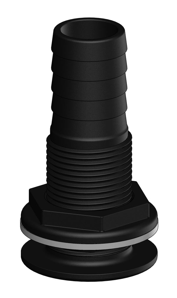Thru-hull with Hose Barb 1.125" x 1" (28.6mm x 25.4mm) BSP