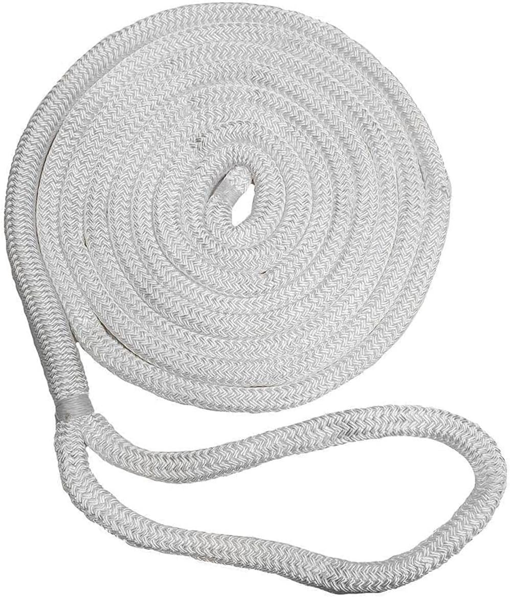 New England Ropes Premium Nylon Double Braid Dock Line 5/8 in x 15 ft White – 5050-20-00015