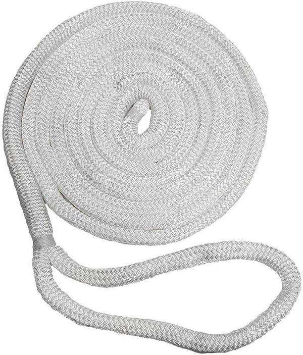 New England Ropes Premium Nylon Double Braid Dock Line 5/8 in x 15 ft White – 5050-20-00015