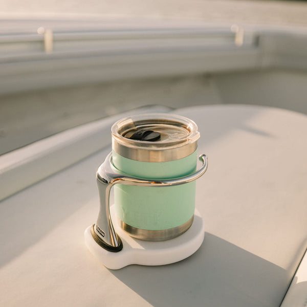 Drink Holder, Single, Stainless with White Poly Base