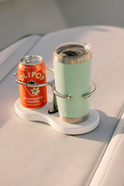 Drink Holder, Double, Stainless with White Poly Base – image 2