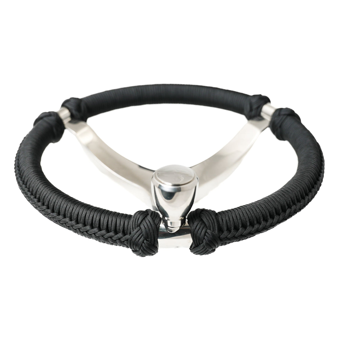 Capt. Hunter's Nautical Creations Paracord Wrapped, 13-1/2" Wheel w/ Knob – Black on Black #1501