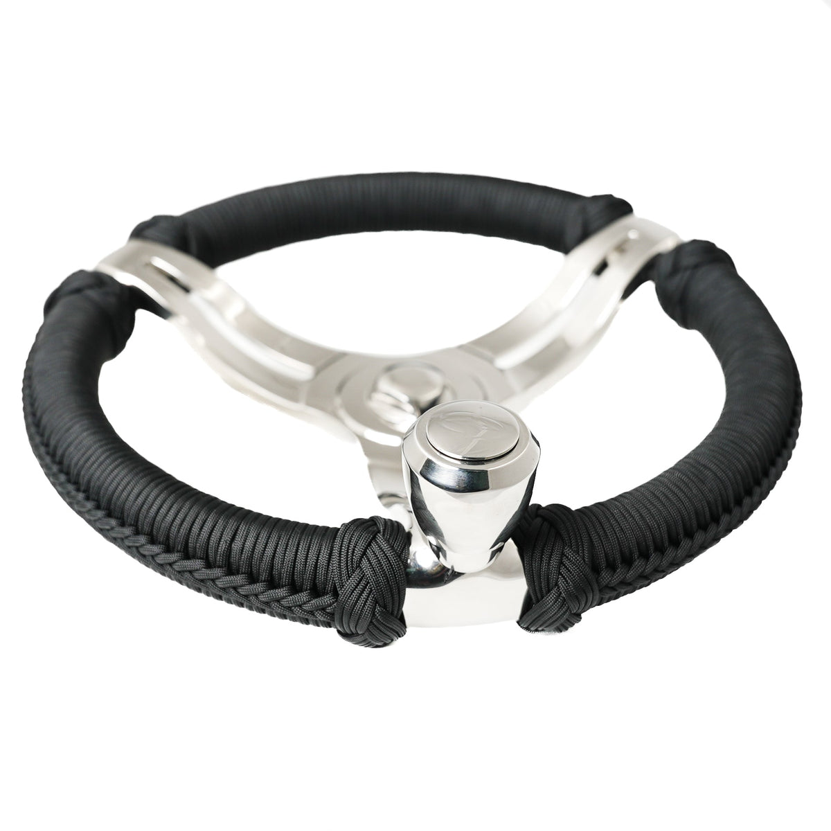 Capt. Hunter's Nautical Creations Paracord Wrapped Belloca Wheel – Black