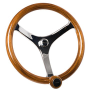 Edson Teak Steering Wheel – Stainless- Teak / Stainless Nut / Teak Pro PowerKnob