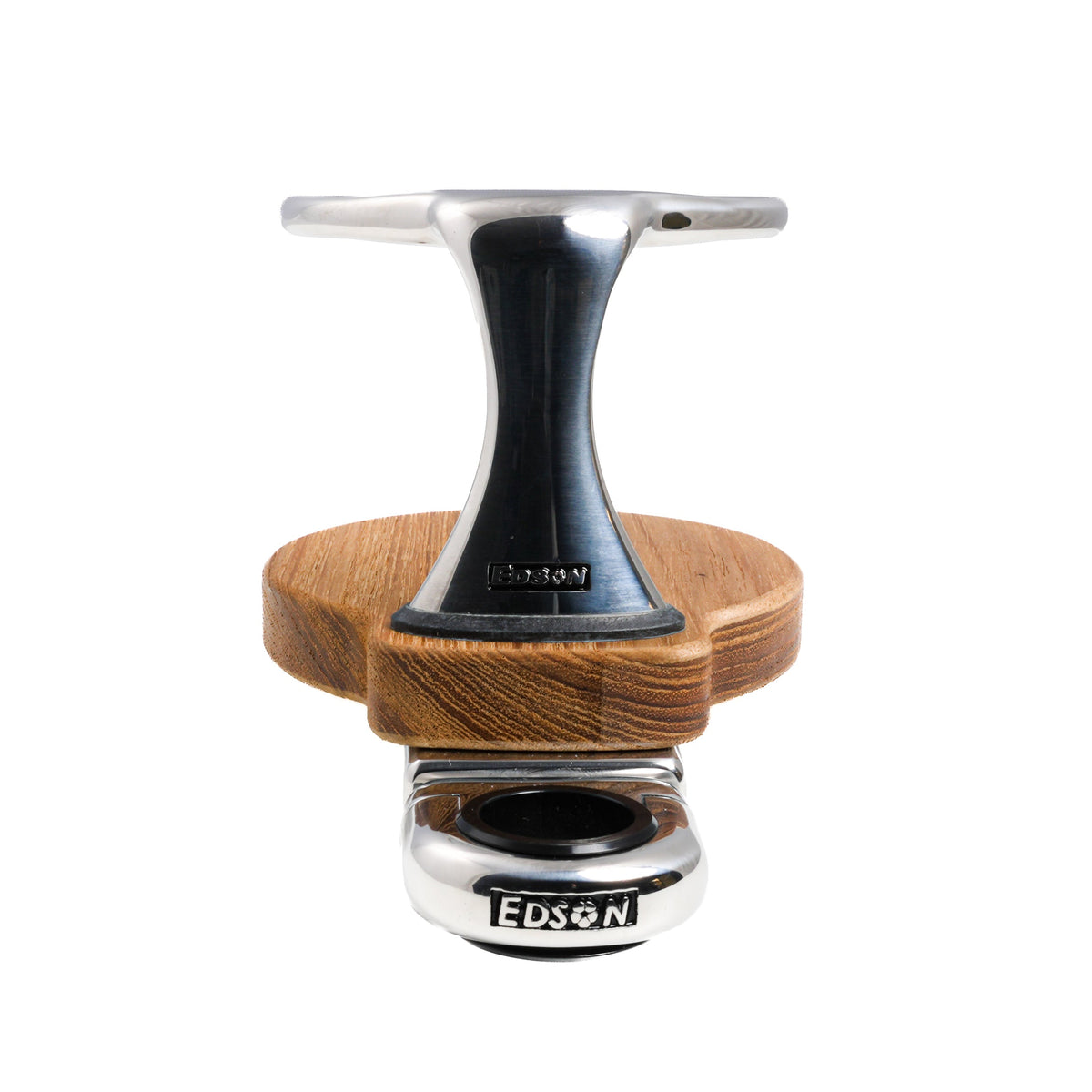 Single Clamp-On Stainless Steel Drink Holder w/Teak Base – image 4