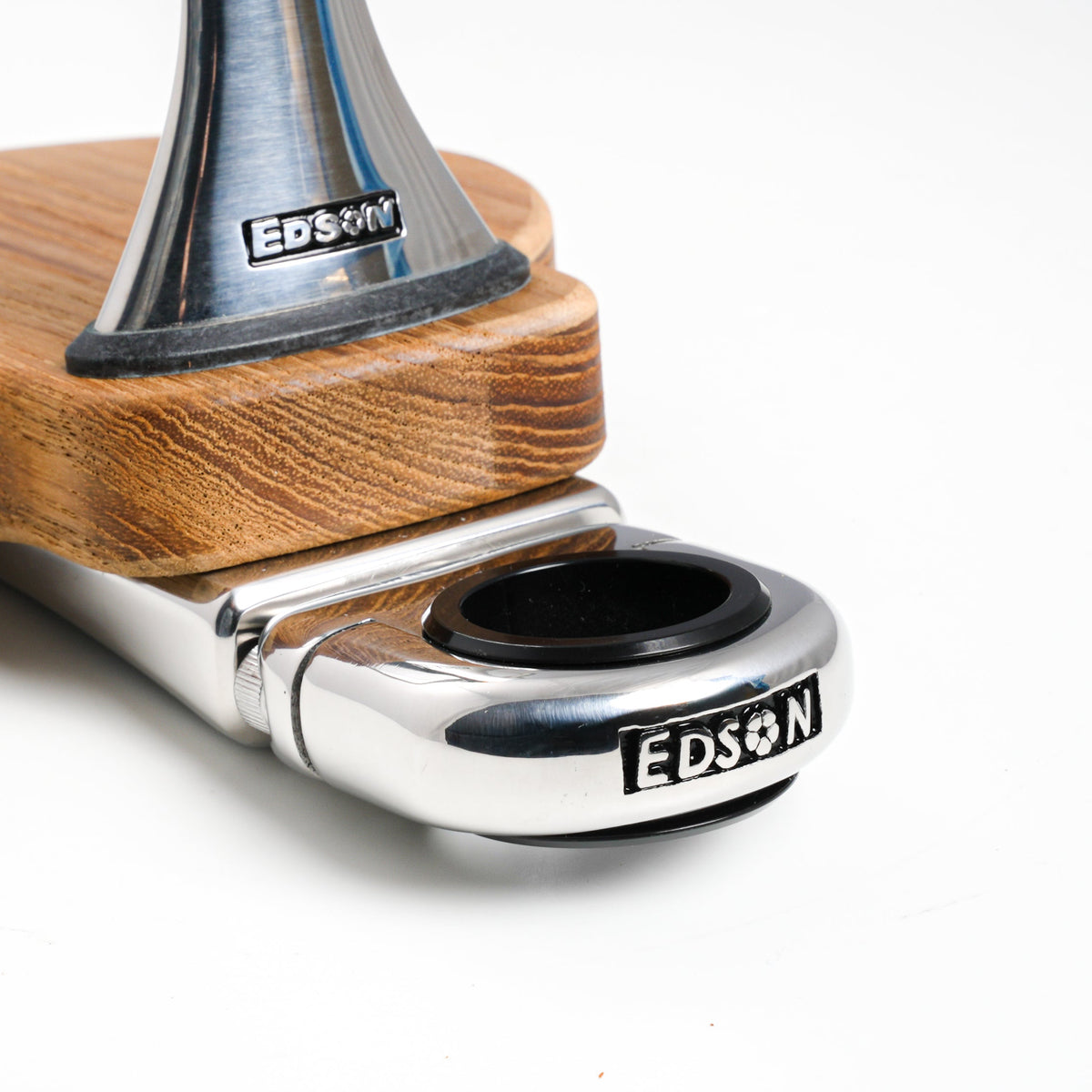 Single Clamp-On Stainless Steel Drink Holder w/Teak Base – image 5