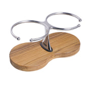 Drink Holder, Double, Stainless with Teak Base – image 2