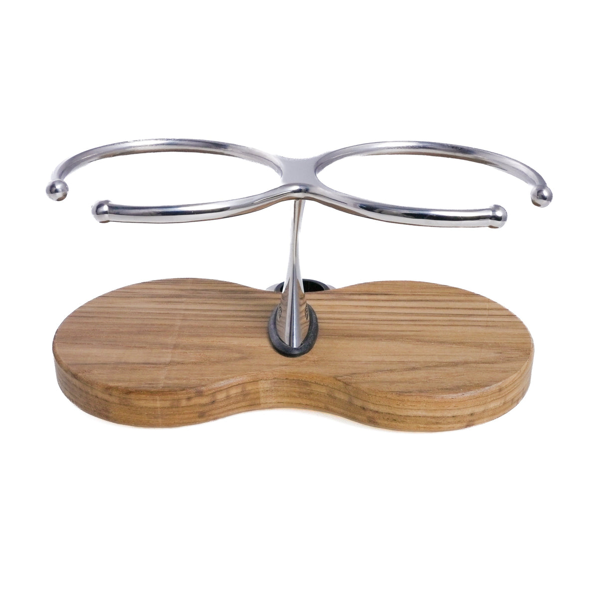 Double Clamp-On Stainless Steel Drink Holder w/Teak Base – image 2