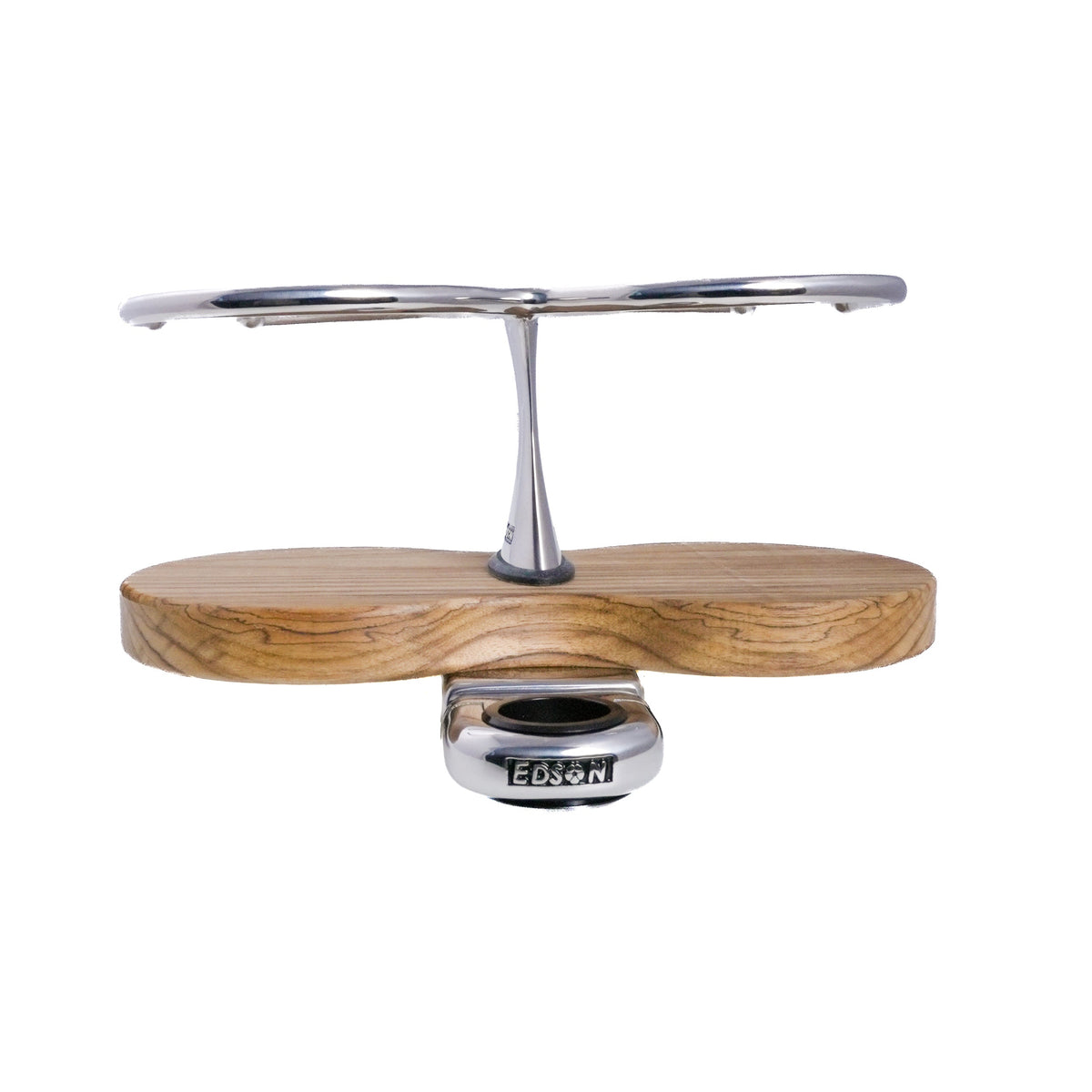 Double Clamp-On Stainless Steel Drink Holder w/Teak Base – image 4