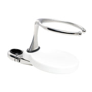 Single Clamp-On Stainless Drink Holder w/White Poly Base
