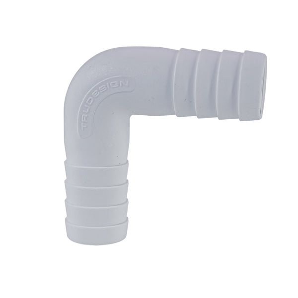 Hose Barb 90deg Elbow Adapter 1" (25.4mm), White
