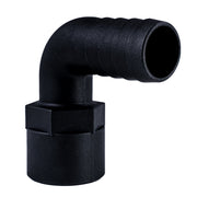 Hose Barb 90deg 1.25" x 1.25" (31.8mm x 31.8mm) NPS Female, Black