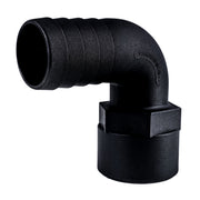 Hose Barb 90deg 1.5" x 1.5" (38.1mm x 38.1mm) NPS Female, Black