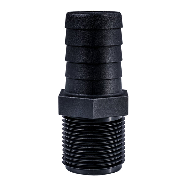 Hose Barb Unequal 1.125" x 1" (28.6mm x 25.4mm) NPS Long Male Thread, Black