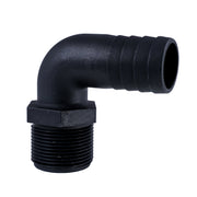 Hose Barb 90deg 1.25" x 1.25" (31.8mm x 31.8mm) NPS Long Thread, Black – image 2