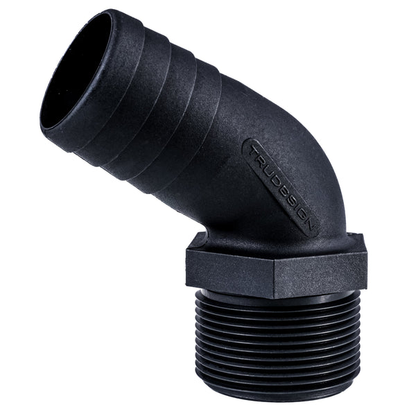 Hose Barb 1.5" x 1.5" (38.1mm x 38.1mm) NPS Long Thread 120deg