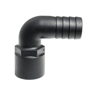 Hose Barb 90deg Unequal 1.125" x 1" (28.6mm x 25.4mm) NPS Female Thread, Black