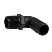 Hose Barb 90deg Unequal 1.125" x 1" (28.6mm x 25.4mm) NPS Long Thread, Black – image 3