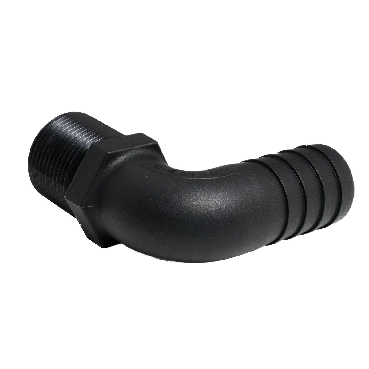 Hose Barb 90deg Unequal 1.125" x 1" (28.6mm x 25.4mm) NPS Long Thread, Black – image 4