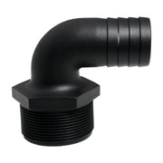 Hose Barb 90deg Unequal 1.5" x 2" (38.1mm x 50.8mm) NPS Long Thread, Black – image 2