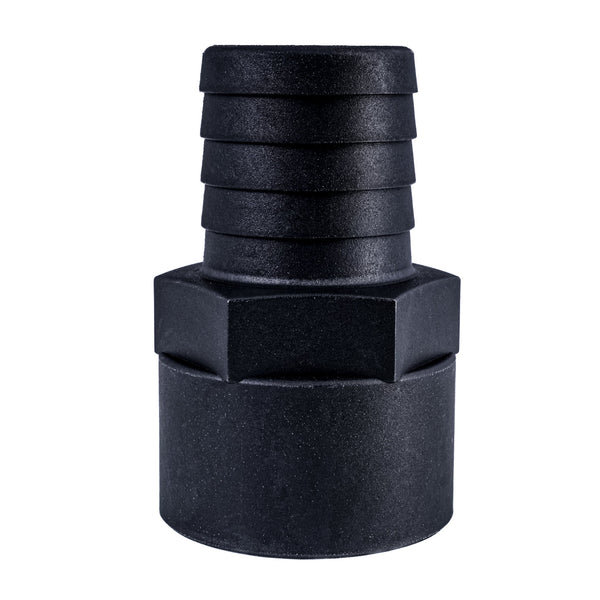 Hose Barb 1.5" x 1.5" (38.1mm x 38.1mm) NPS Female Thread, Black