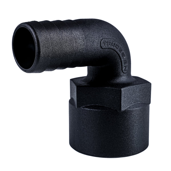 Hose Barb 90deg Unequal 1.125" 1.5" (28.0mm 38.1mm), NPS Female
