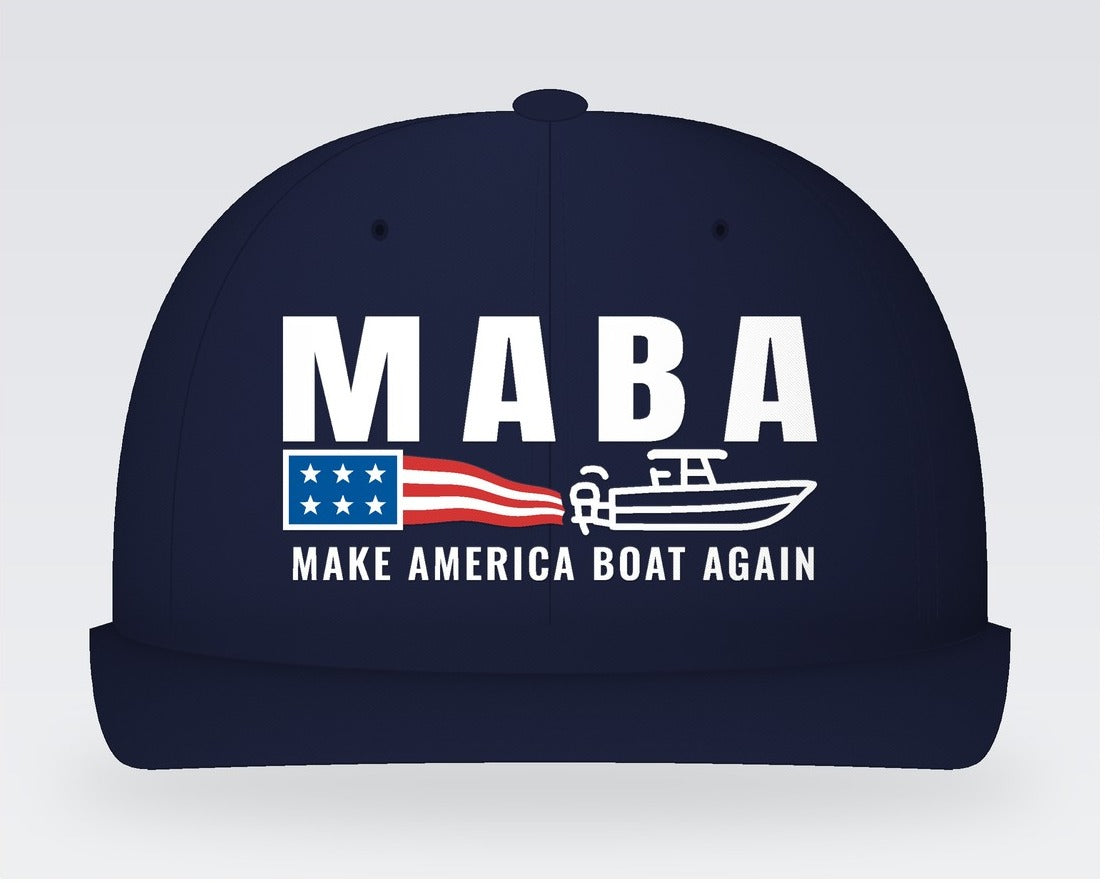 MABA Flag Wake Hat – Make America Boat Again – Navy, front