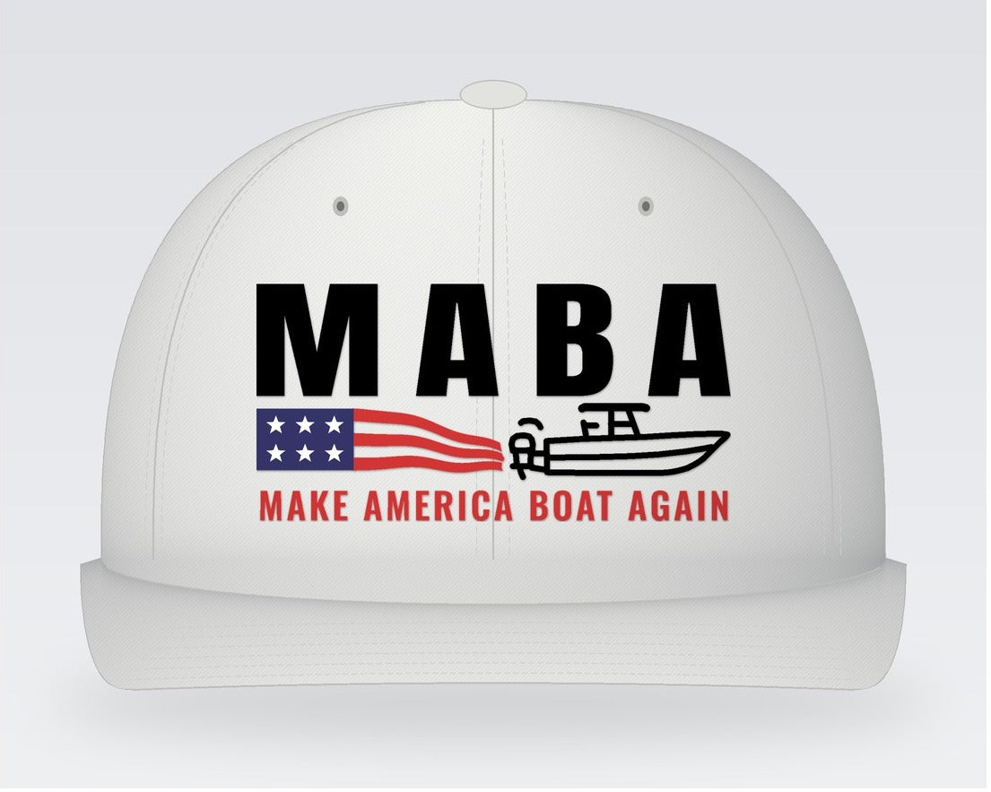 MABA Flag Wake Hat – Make America Boat Again – White, front