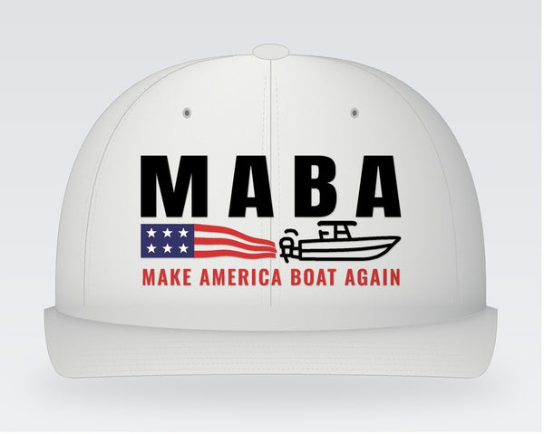 MABA Flag Wake Hat – Make America Boat Again – White, front