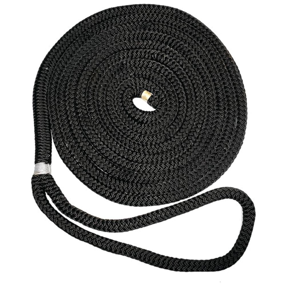 New England Ropes Premium Nylon Double Braid Dock Line 5/8 in x 15 ft Black – 5054-20-00015